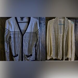 Striped Cardigan & Lace Cardigan Sweater